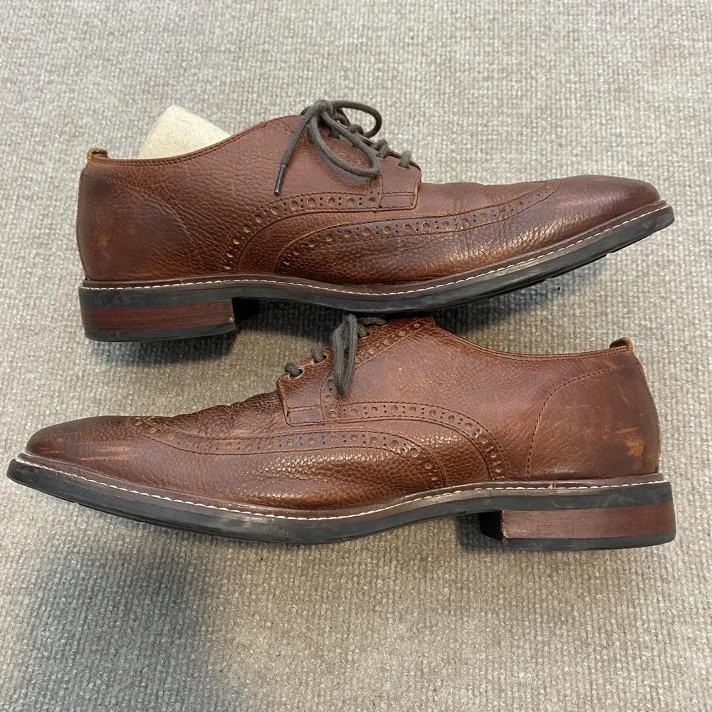 Cole Haan Grand.OS Shoes Mens Size 12 M Brown Leather Wingtip Brogue C27089‎
